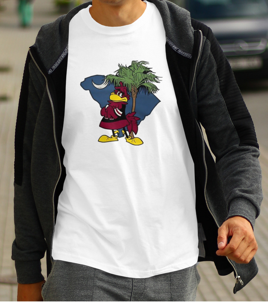 South Carolina Gamecock With Palmetto And Crescent Moon T-Shirt