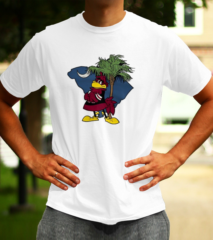 South Carolina Gamecock With Palmetto And Crescent Moon T-Shirt