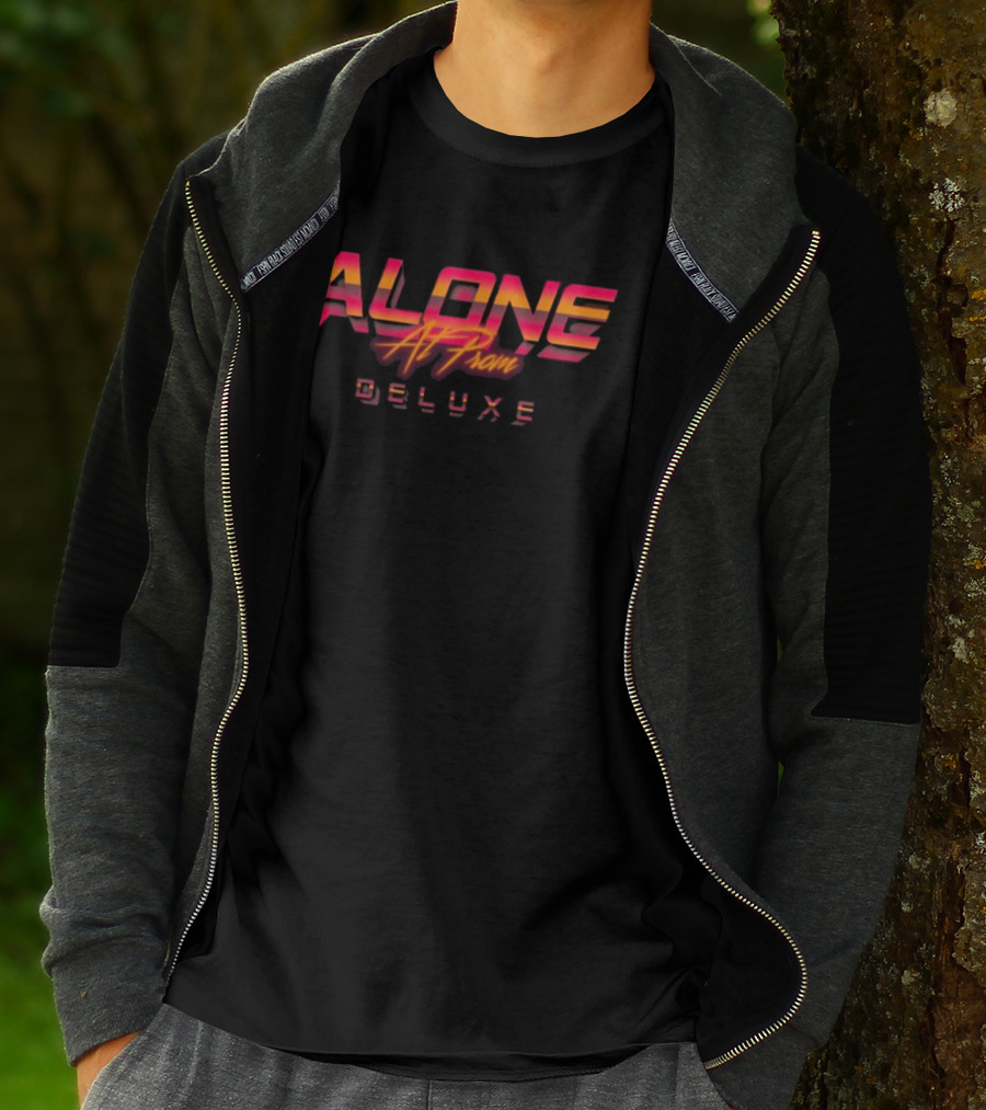 Alone At Prom Deluxe Retro 3D Neon Text T-Shirt