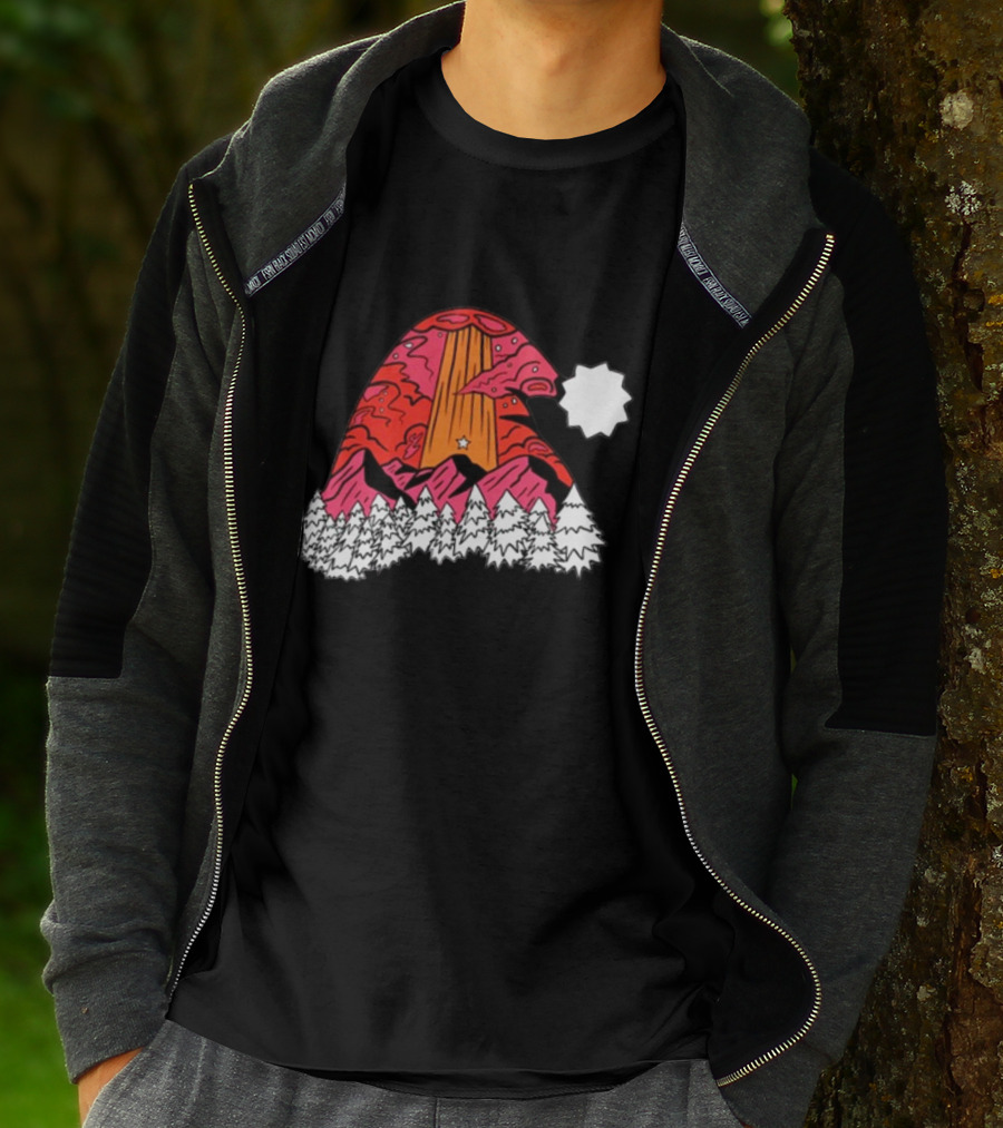 Home Free Texas Hill Christmas Santa Hat Mountain Scene T-Shirt