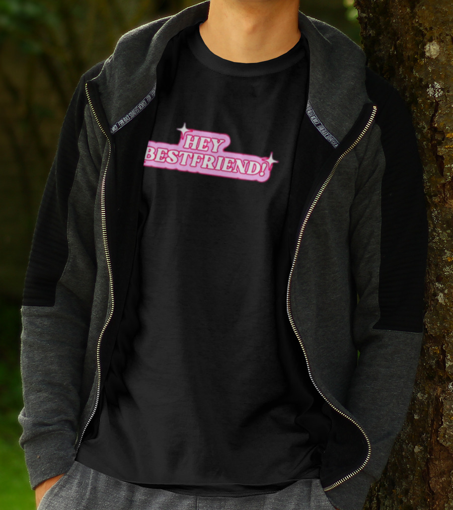 Alana Lintao Hey Bestfriend Pink Sparkle Text T-Shirt