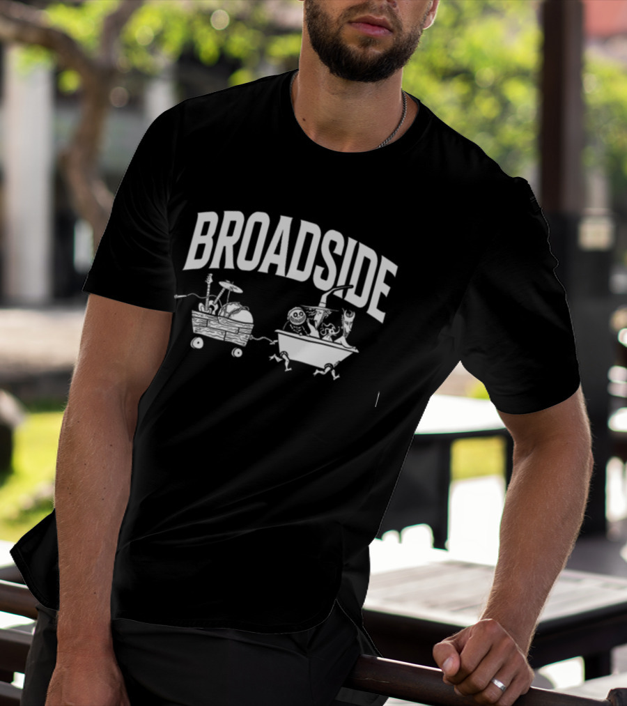 Broadside Boogie Boys Skeletons With Instruments In Wagon And Bathtub T-Shirt