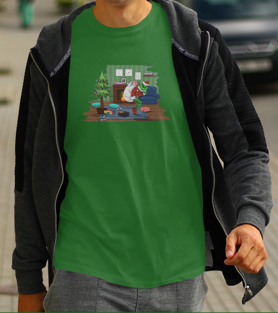 How The Grinch Stole Sneakers Stealing Colorful Boxes By Christmas Tree T-Shirt