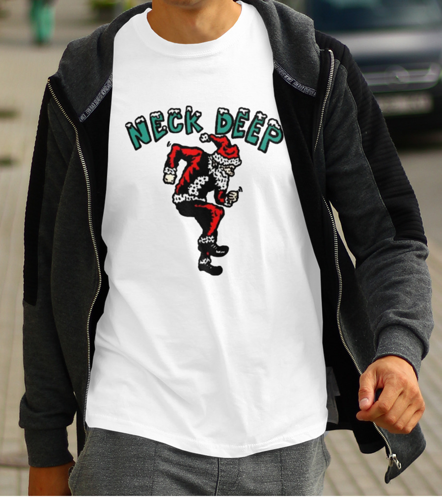 Neck Deep Santa Dancing Green Letters T-Shirt