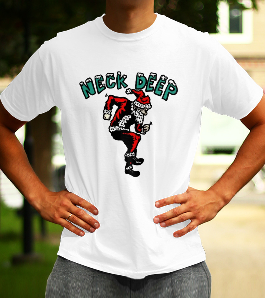 Neck Deep Santa Dancing Green Letters T-Shirt