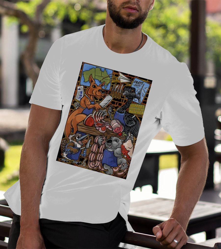 Sigh13 Paris 2025 Support Your Local Butcher WBC Wildlife Butcher Crew T-Shirt