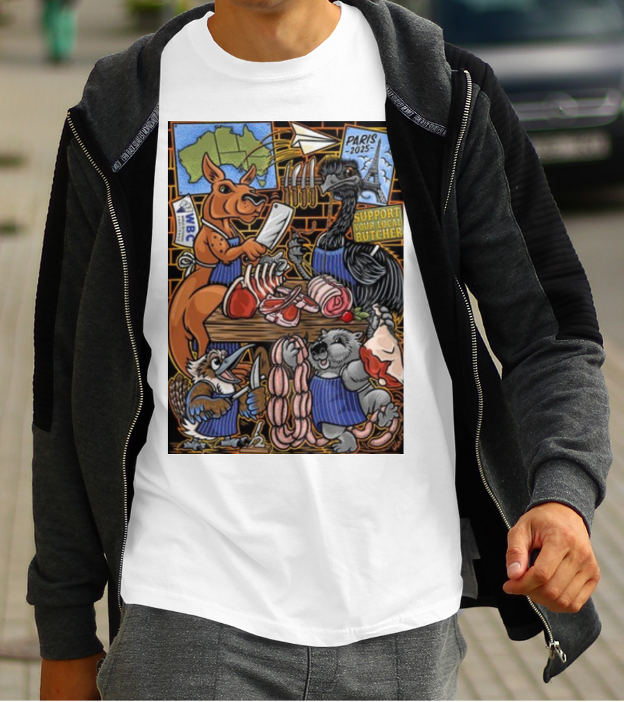 Sigh13 Paris 2025 Support Your Local Butcher WBC Wildlife Butcher Crew T-Shirt