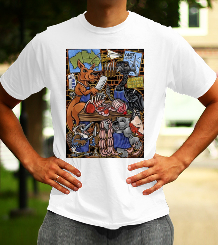 Sigh13 Paris 2025 Support Your Local Butcher WBC Wildlife Butcher Crew T-Shirt
