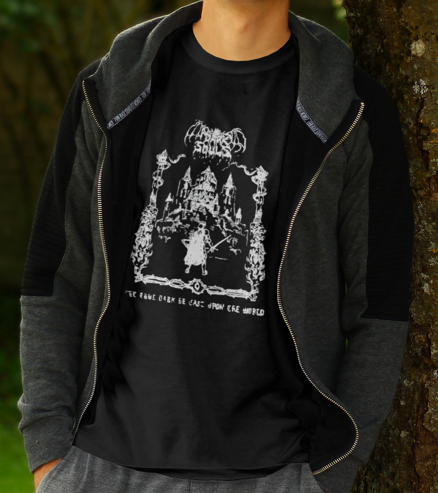 Demon's Souls The True Dark Be Cast Upon Cre World Castle Warrior Scene T-Shirt