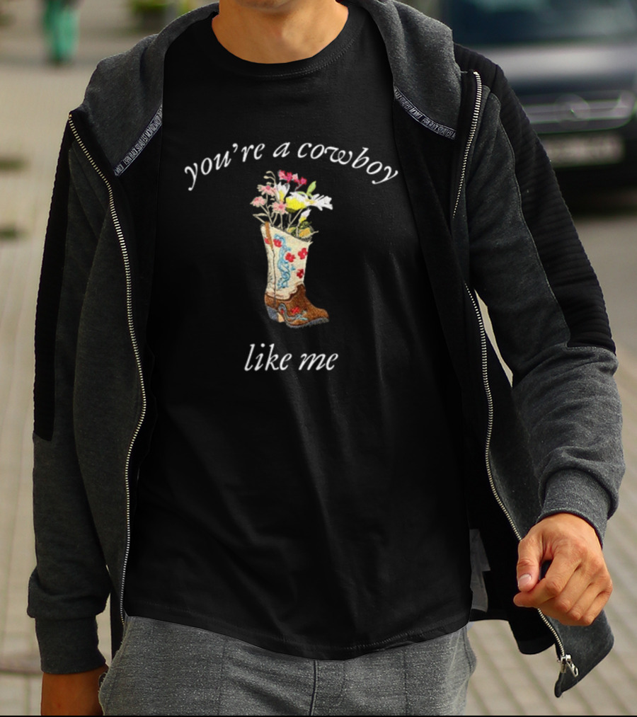 Cruelfolklore You're A Cowboy Like Me Flower Boot T-Shirt