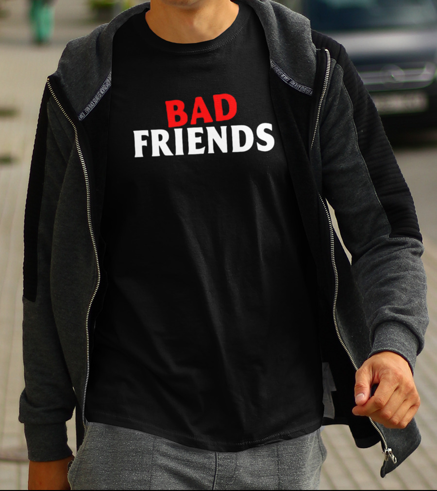 Bad Friends Podcast Logo Red White T-Shirt