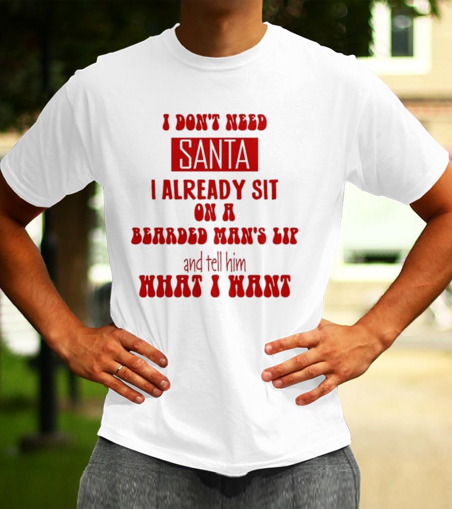 I Don't Need Santa I Already Sit On A Bearded Man's Lap And Tell Him What I Want T-Shirt