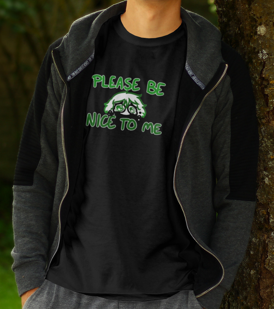 Saucer-Eyed Sadboi Please Be Nice To Me Crying Face T-Shirt