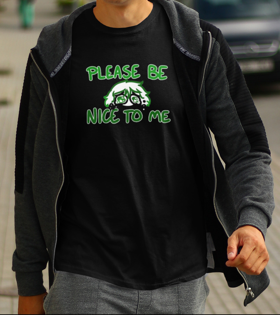 Saucer-Eyed Sadboi Please Be Nice To Me Crying Face T-Shirt