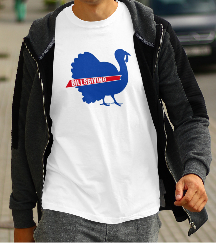 Billsgiving Turkey With Blue And Red T-Shirt