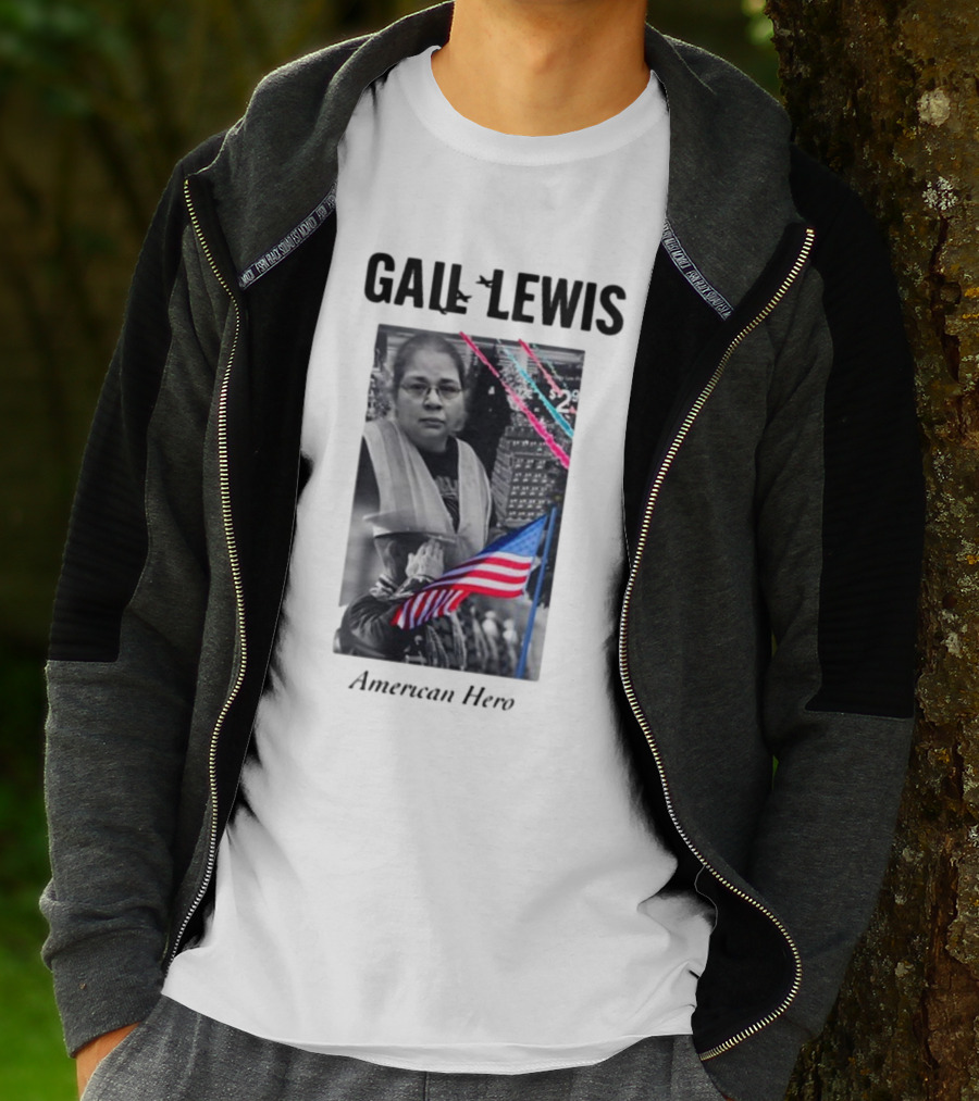 Gail Lewis American Hero Holding Flag Patriotic T-Shirt