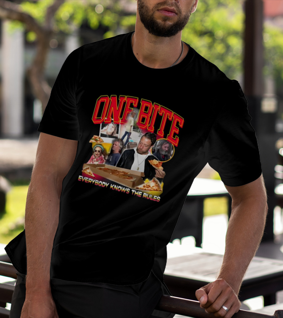 One Bite Everybody Knows The Rules Dave Portnoy Pizza Review Collage T-Shirt