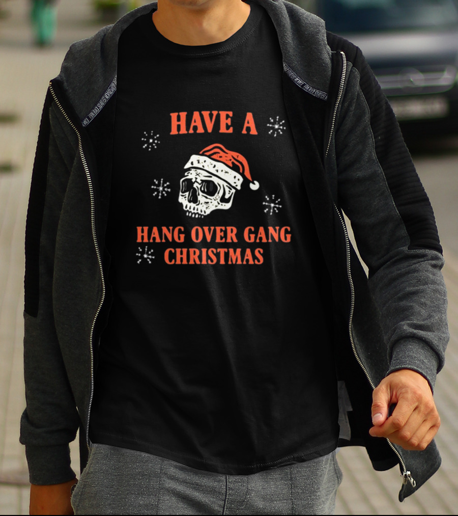 Have A Hang Over Gang Christmas Skull Santa Hat T-Shirt