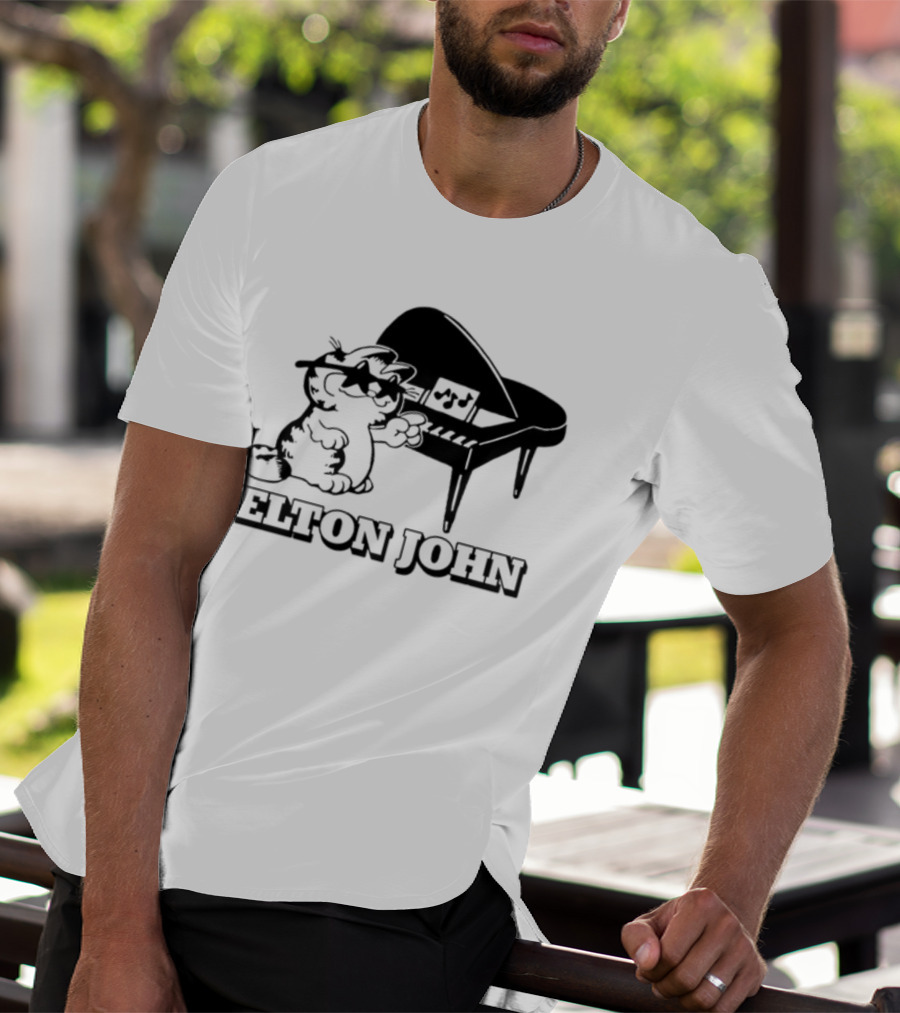 Garf At The Piano With Elton John Motif T-Shirt