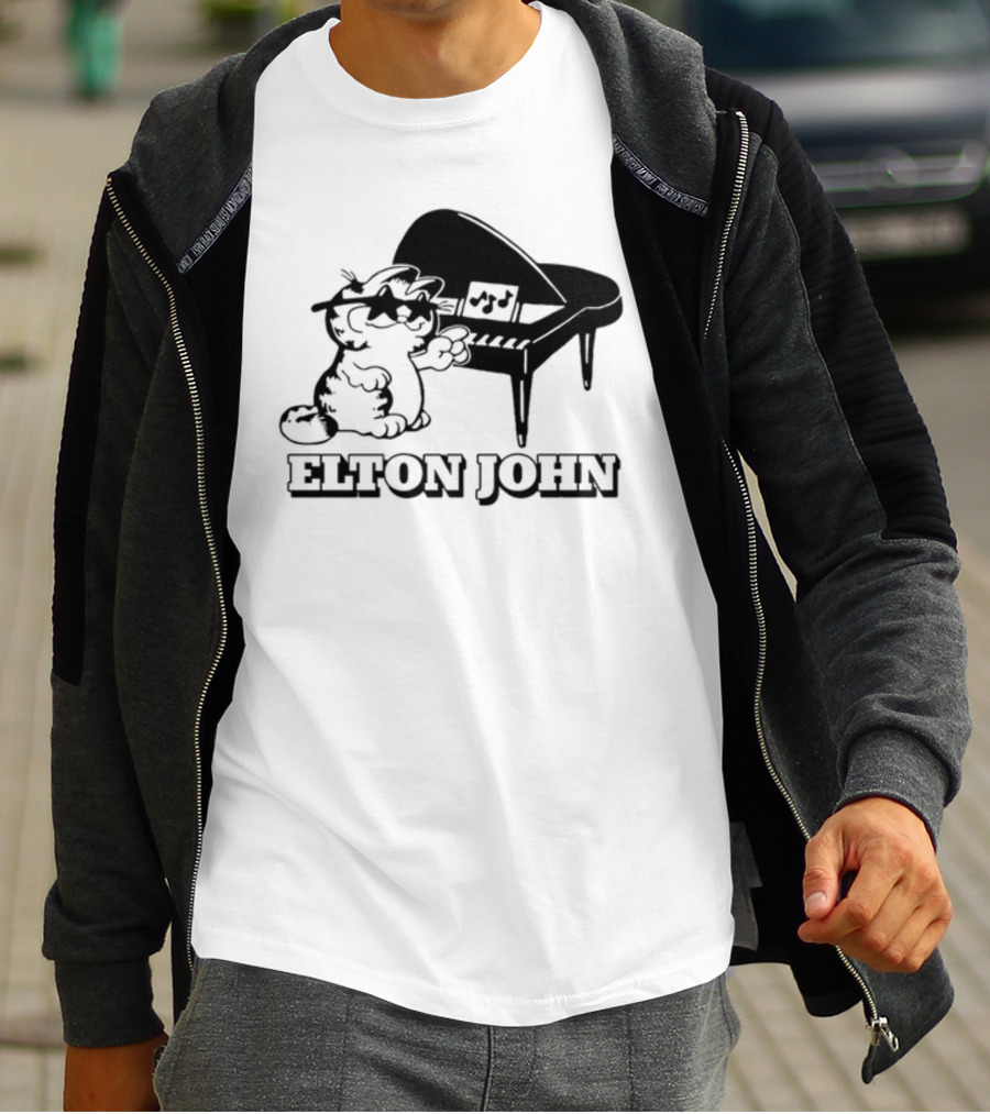 Garf At The Piano With Elton John Motif T-Shirt