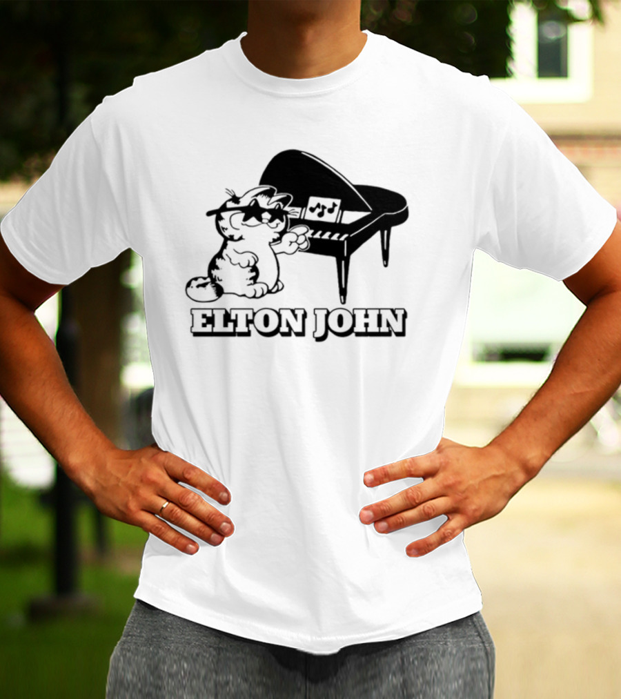 Garf At The Piano With Elton John Motif T-Shirt