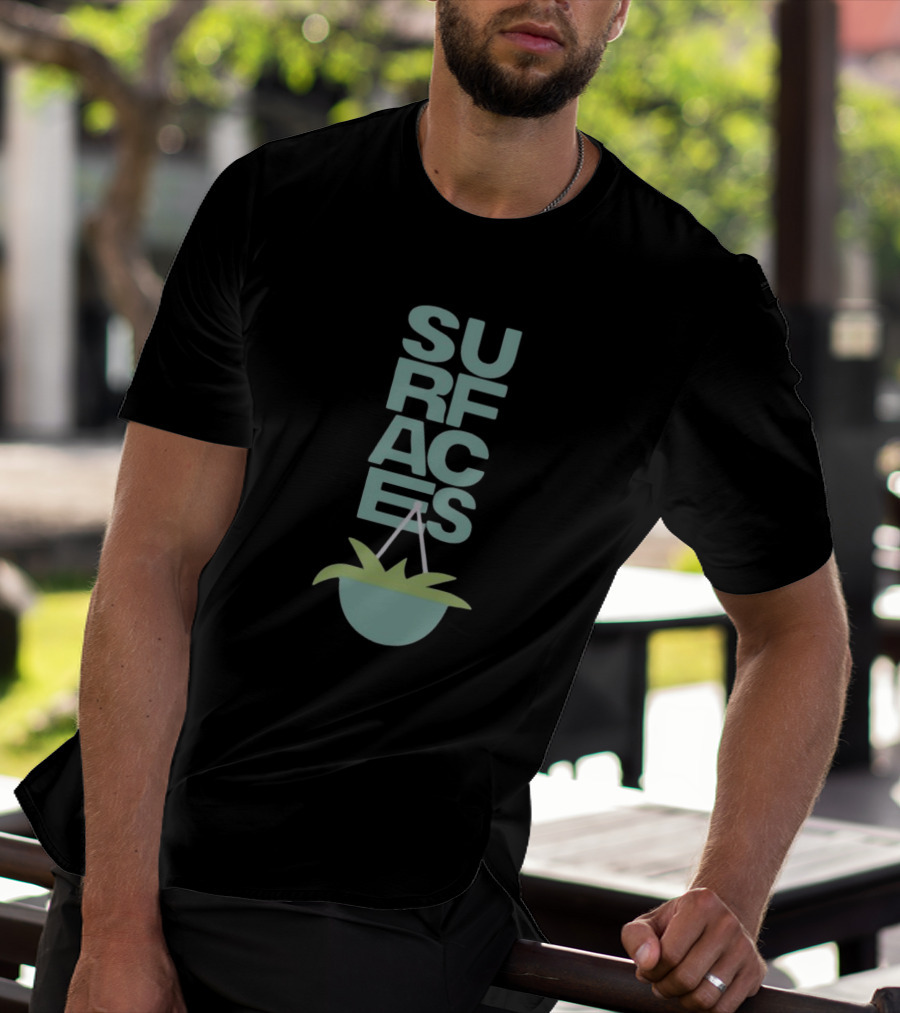 Surfacesmusic Where The Light Is Minimalist Plant Design Oil Green T-Shirt