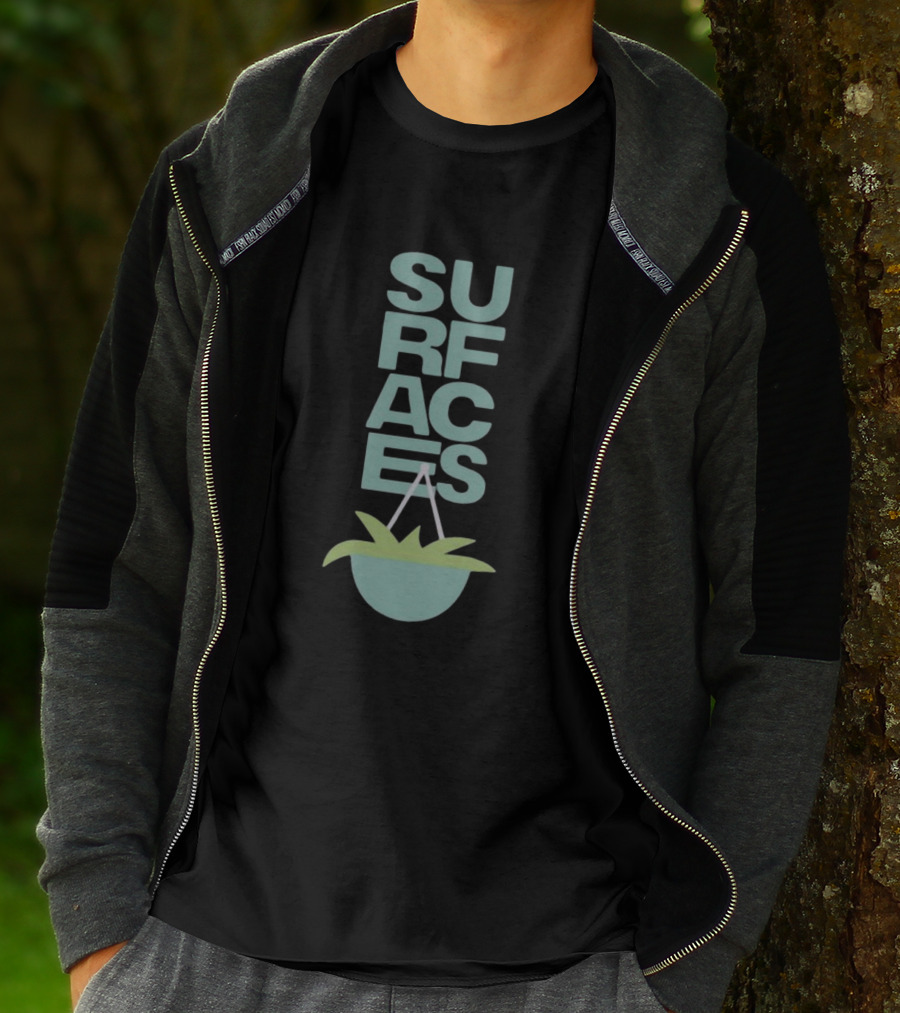 Surfacesmusic Where The Light Is Minimalist Plant Design Oil Green T-Shirt