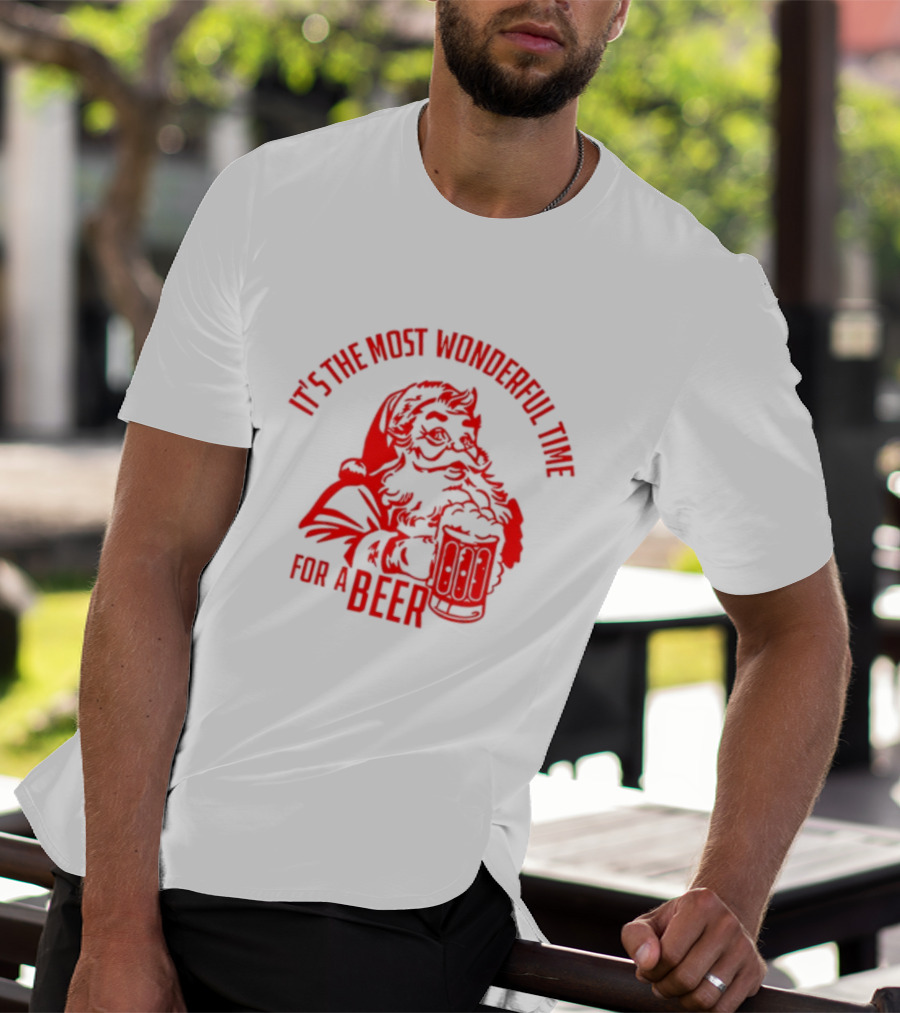 Santa Claus It's The Most Wonderful Time For A Beer Christmas T-Shirt