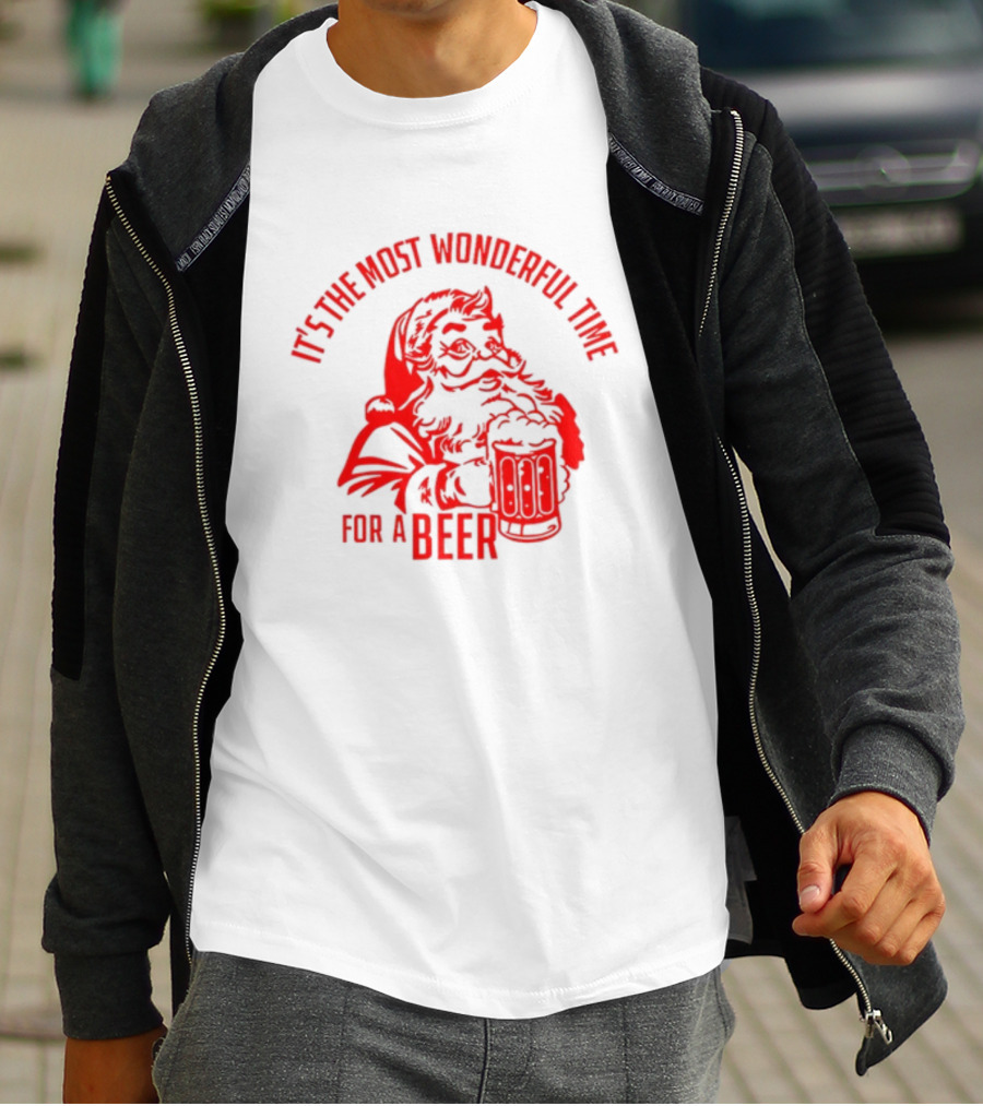 Santa Claus It's The Most Wonderful Time For A Beer Christmas T-Shirt