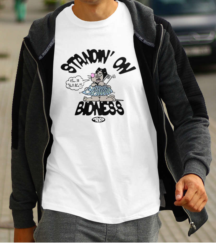 Standin On Bidness Cartoon Character Holding Money T-Shirt