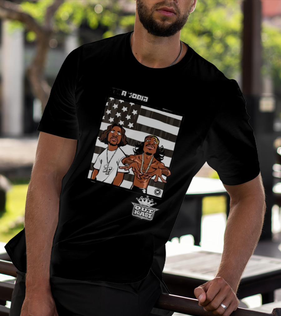 Stankonia Outkast Cartoon Style Stars And Stripes Duo Art By Nuri Durr T-Shirt