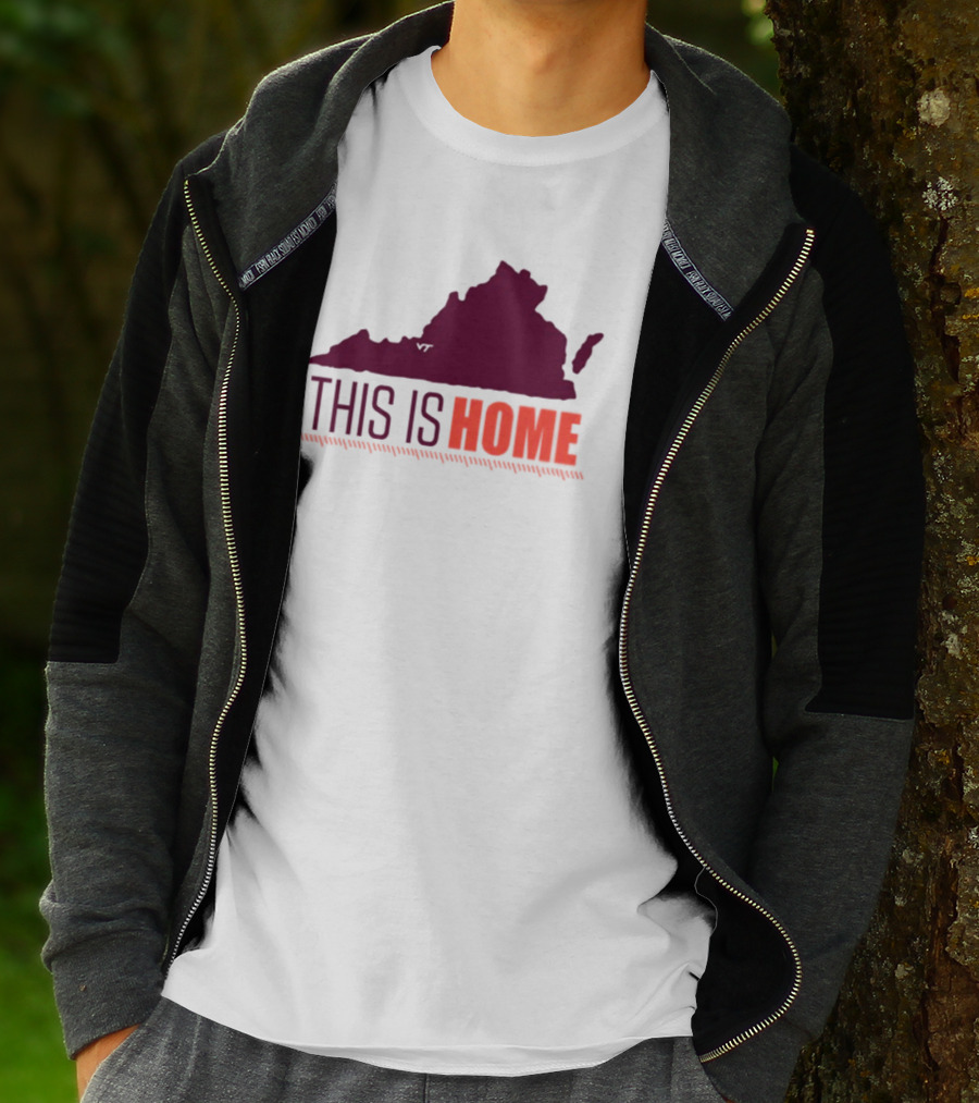 Virginia Tech Football Win This Is Home Virginia Outline T-Shirt