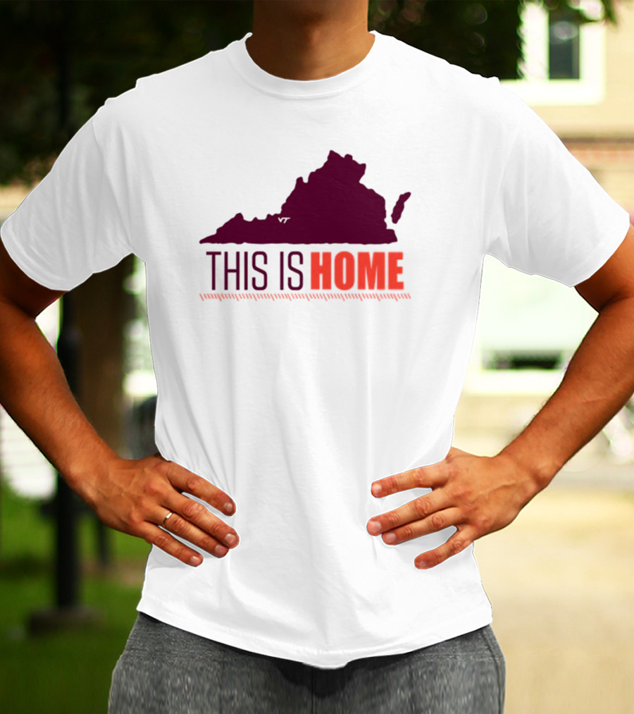 Virginia Tech Football Win This Is Home Virginia Outline T-Shirt