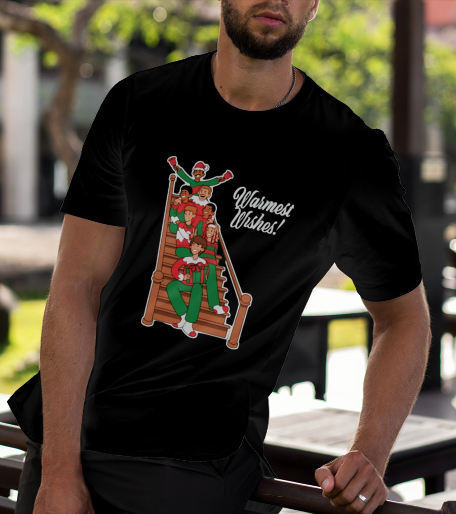 Warmest Wishes Holiday Family Celebration On Stairs T-Shirt