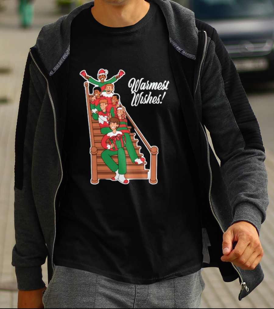 Warmest Wishes Holiday Family Celebration On Stairs T-Shirt