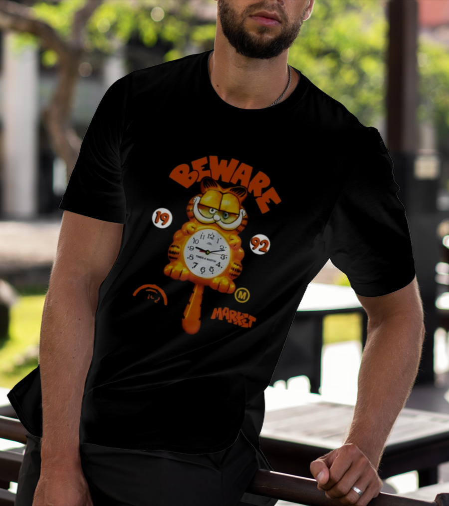 Beware Market Garfield 1992 Times And Waits Clock M T-Shirt