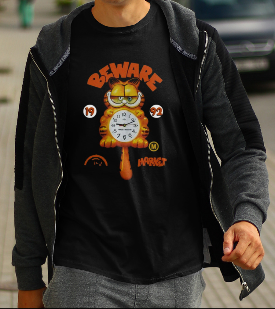 Beware Market Garfield 1992 Times And Waits Clock M T-Shirt