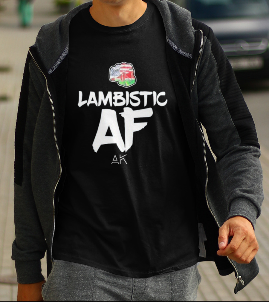 Lambistic AF American Kenyan Flag Map T-Shirt