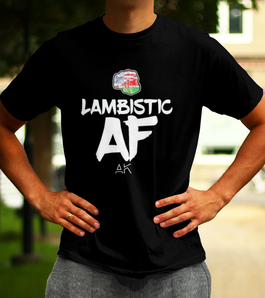 Lambistic AF American Kenyan Flag Map T-Shirt