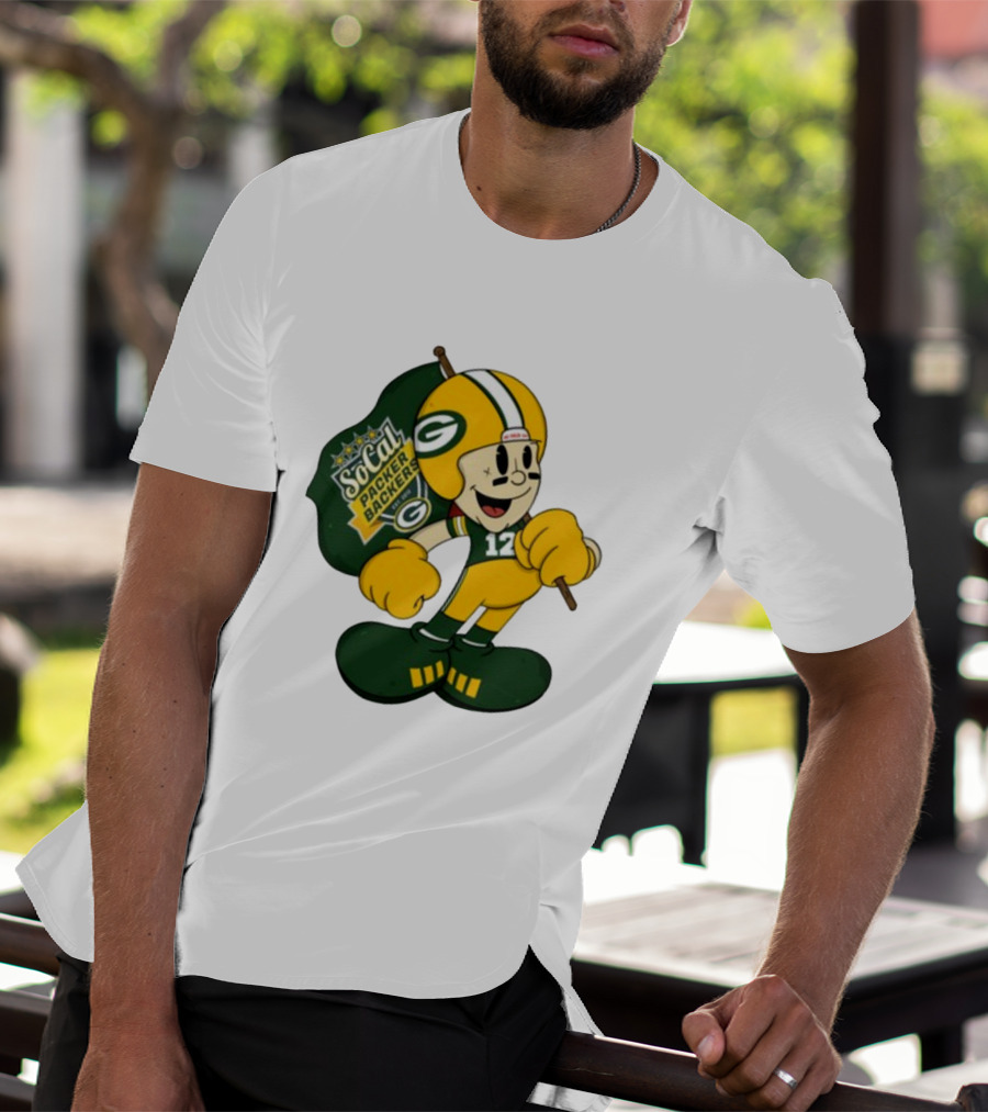 Socal Packer Backers 12 Retro Cartoon Football Character T-Shirt