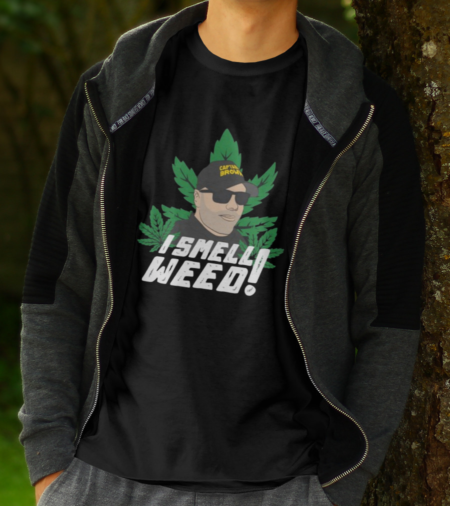 Captain Danny Brown I Smell Weed Marijuana Leaves Iconic T-Shirt