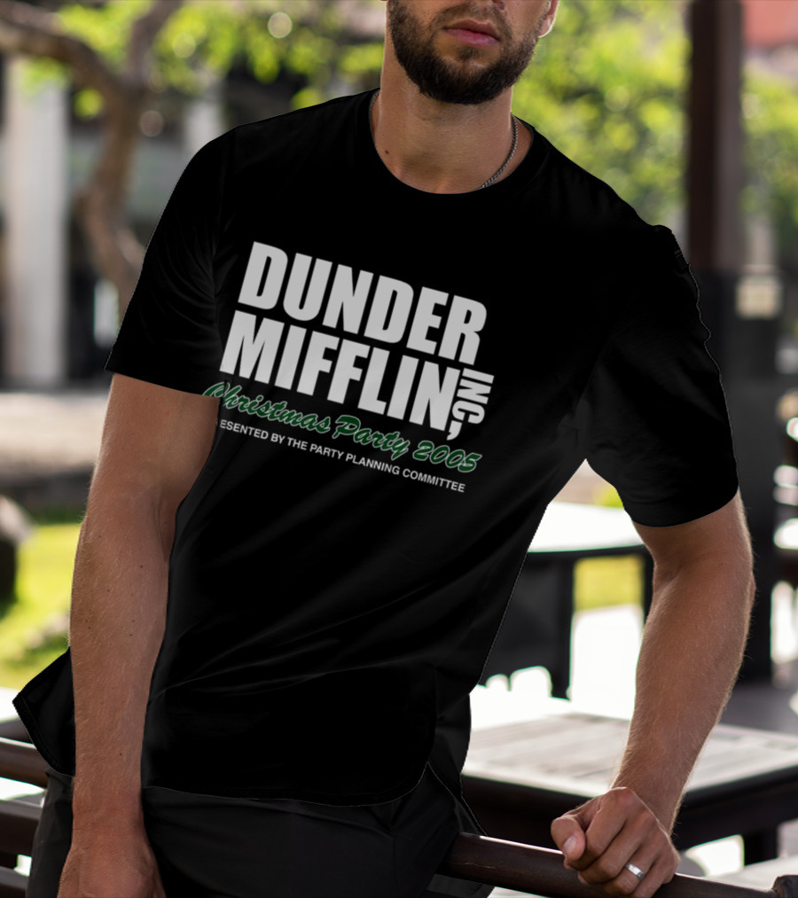 Dunder Mifflin Inc Christmas Party 2005 Presented By The Party Planning Committee Office Event T-Shirt
