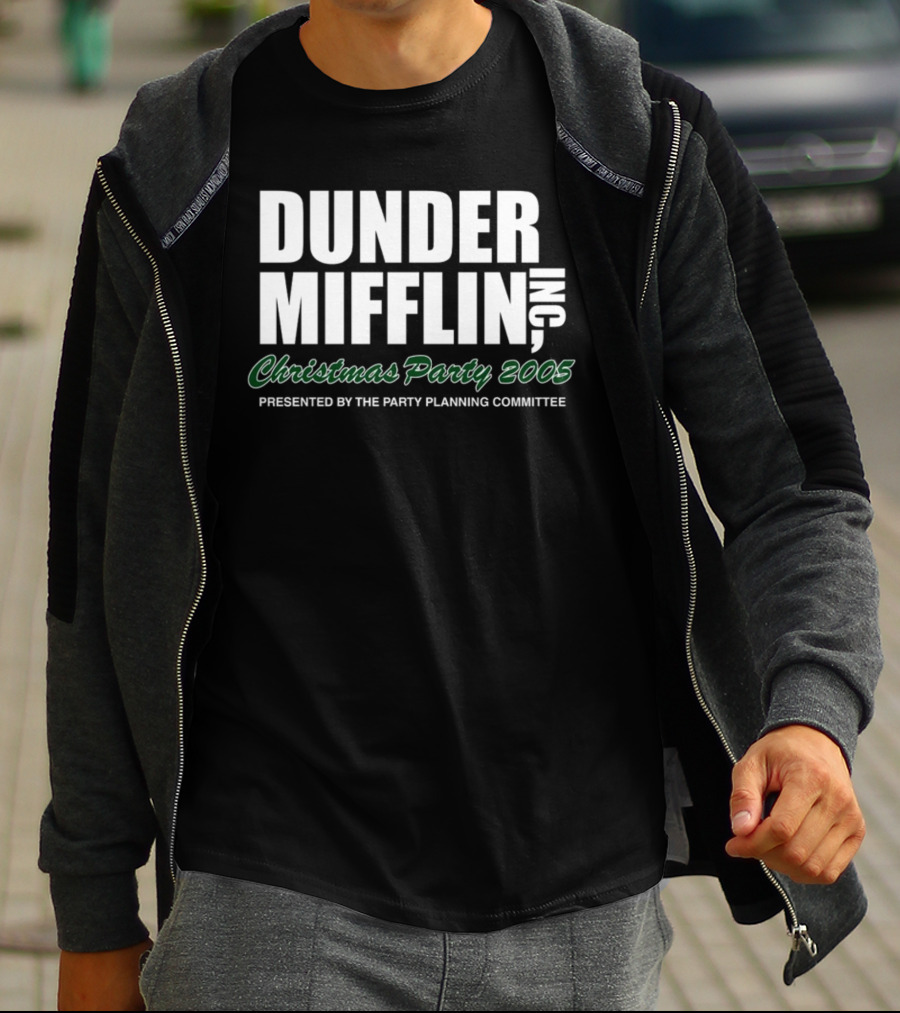 Dunder Mifflin Inc Christmas Party 2005 Presented By The Party Planning Committee Office Event T-Shirt