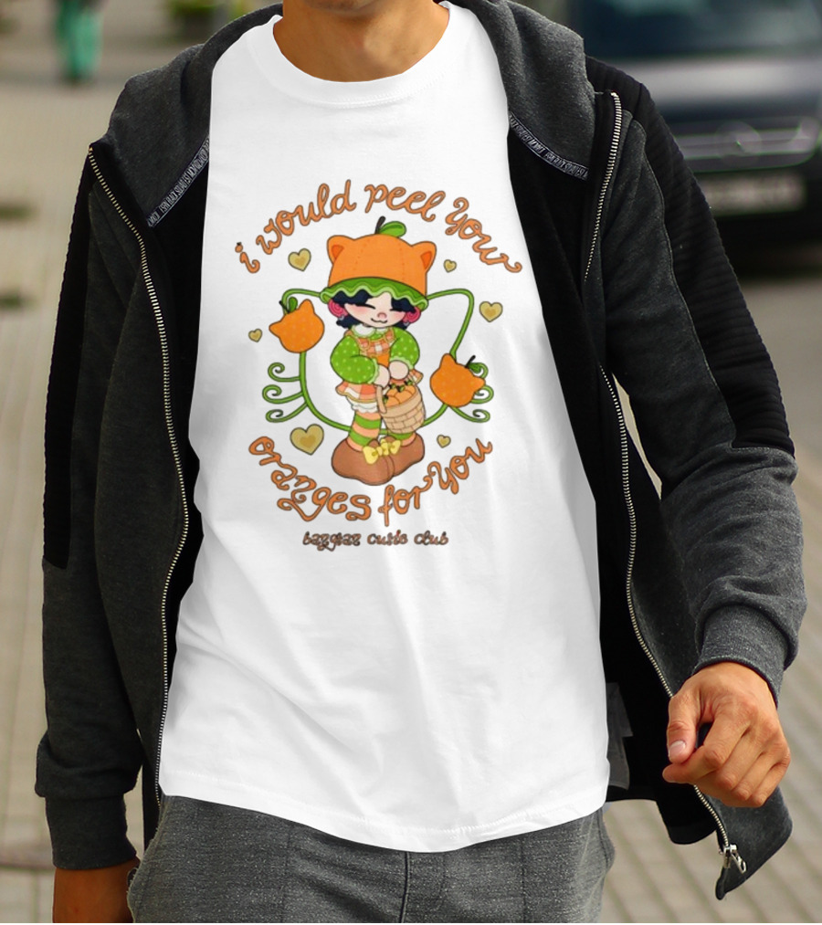 Lizi Bug I Would Peel You Oranges For You Bangtan Cutie Club Playful Orange-Themed Character T-Shirt