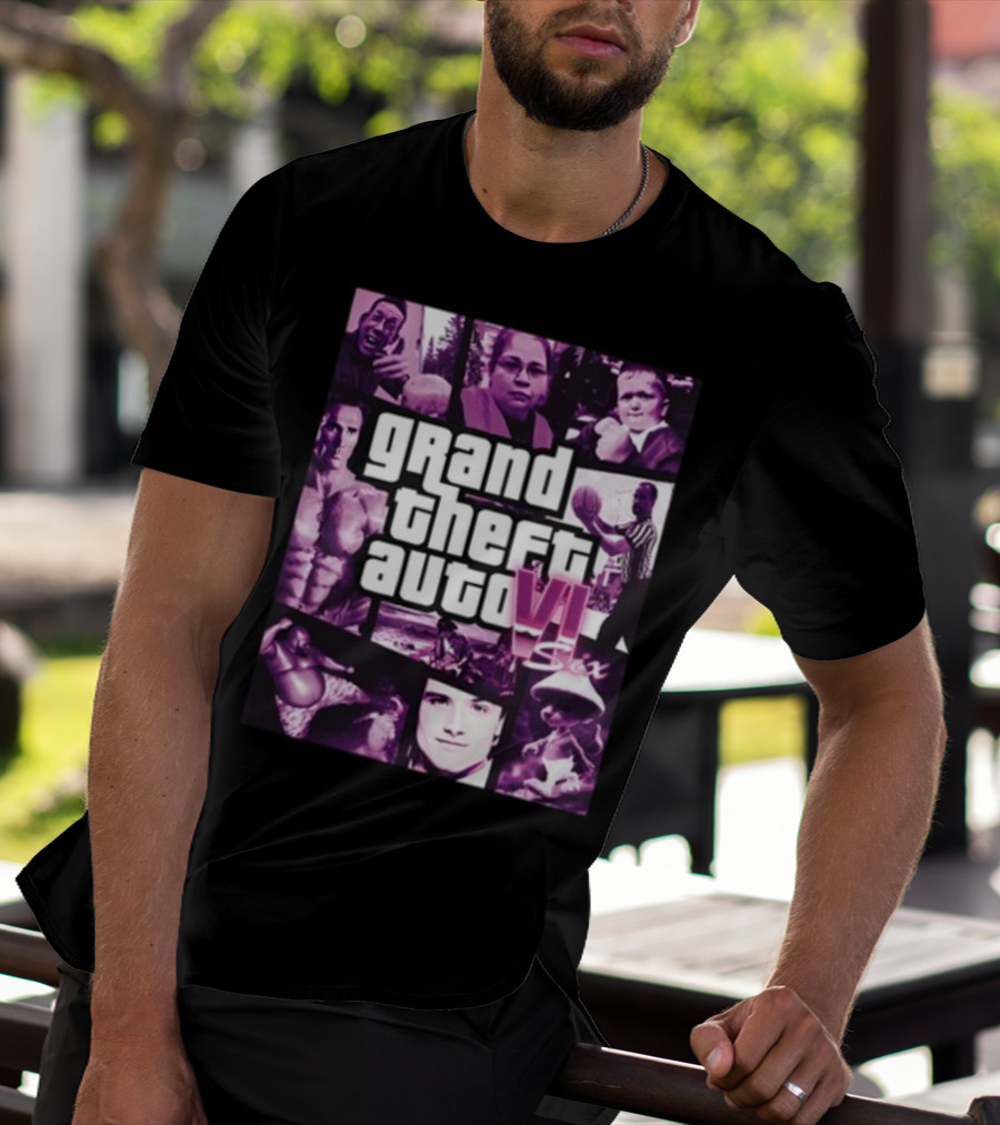 Grand Theft Auto VI Six Galleryno8 Purple Collage T-Shirt