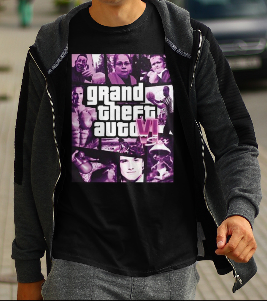 Grand Theft Auto VI Six Galleryno8 Purple Collage T-Shirt