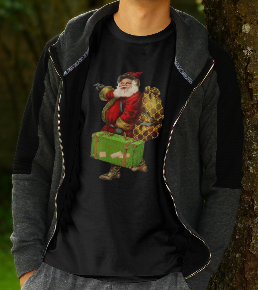 Santa With Chic Designer Style Backpack T-Shirt