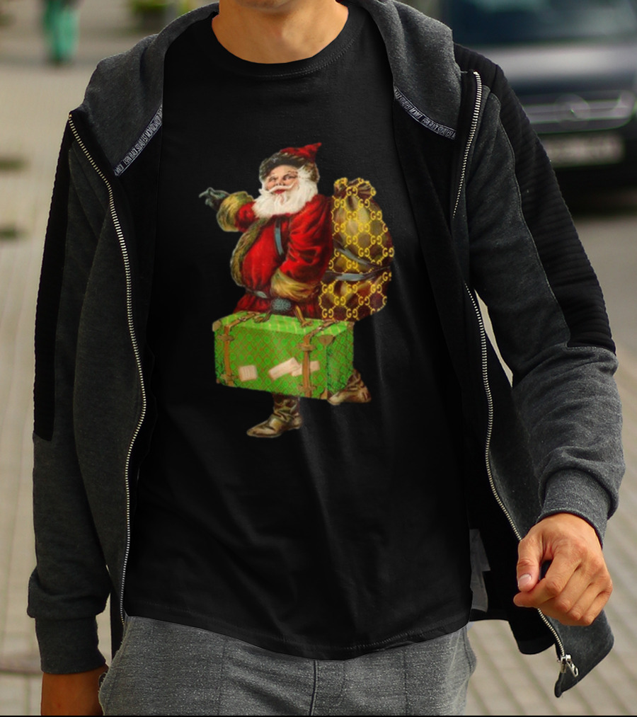 Santa With Chic Designer Style Backpack T-Shirt