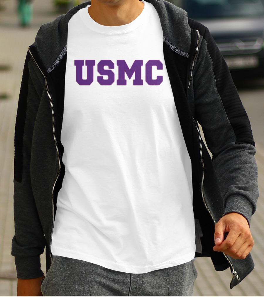 James Carville USMC Purple Bold Letters T-Shirt