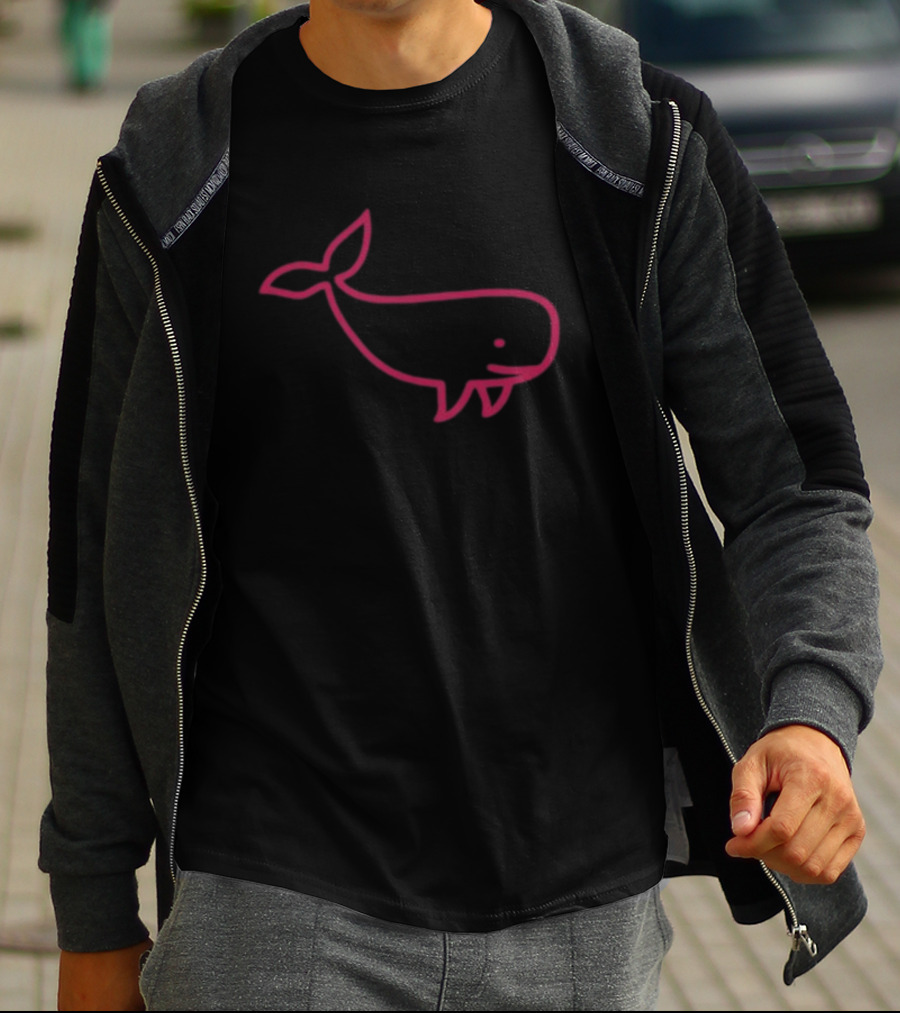 Awhalefact Big Whale Line Drawing T-Shirt